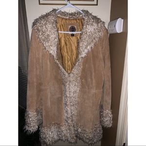 Giacca Suede Leather Faux Shearling Coat